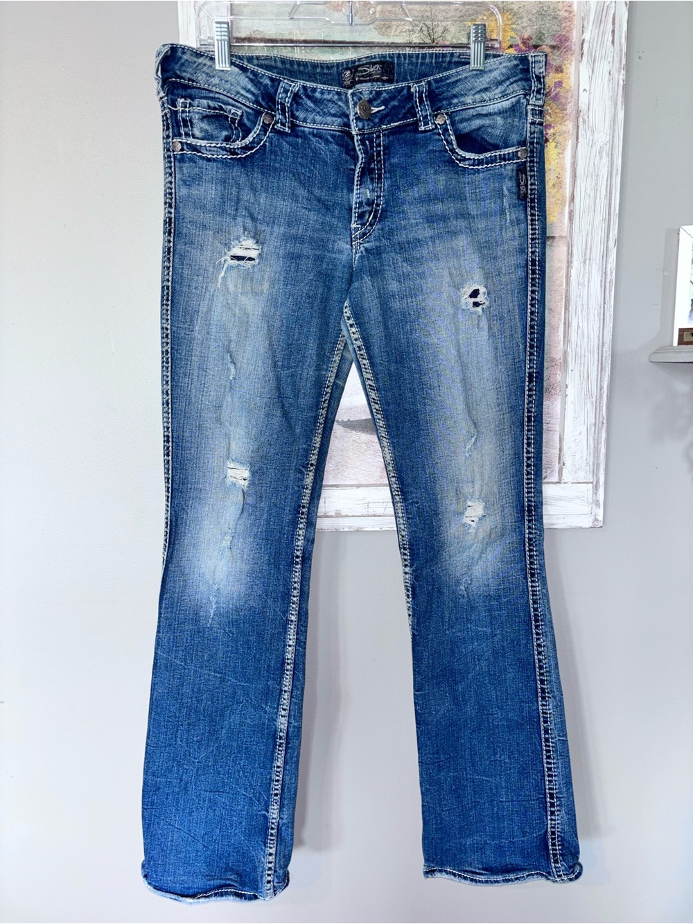 Buckle Silver Suki 33 X 33 Whisking Distressed Jeans Slim Boot Stretch
